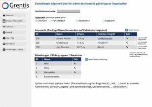 Einstellungen Administrator (Prototyp)